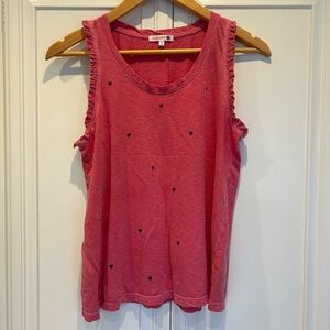 Sundry SUPER SOFT dark pink & navy heart tank top with ruffle sleeves. Size 0
